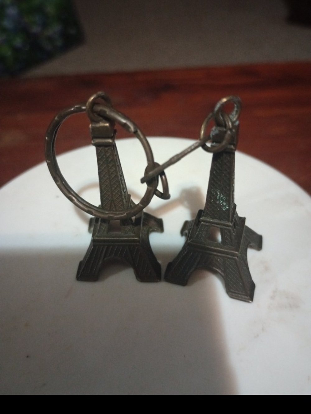 Bronze Eiffel Tower Keychain Pair - Home Accents